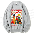 Unisex Yayoi Kusama Cats Dots Printed Sweatshirt