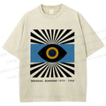 Unisex Bauhaus Geometric Eyes Printed Washed Tee
