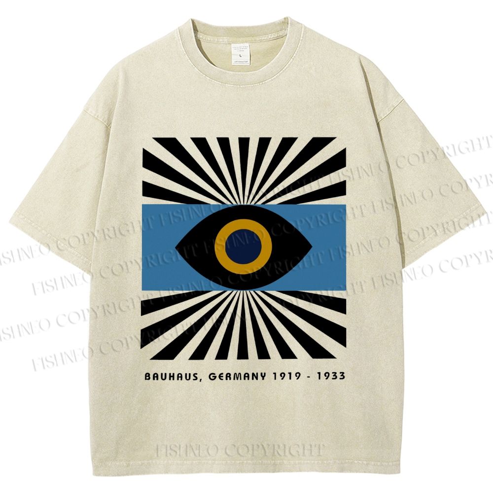 Unisex Bauhaus Geometric Eyes Printed Washed Tee