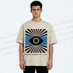 Unisex Bauhaus Geometric Eyes Printed Washed Tee