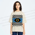 Unisex Bauhaus Geometric Eyes Printed Washed Tee