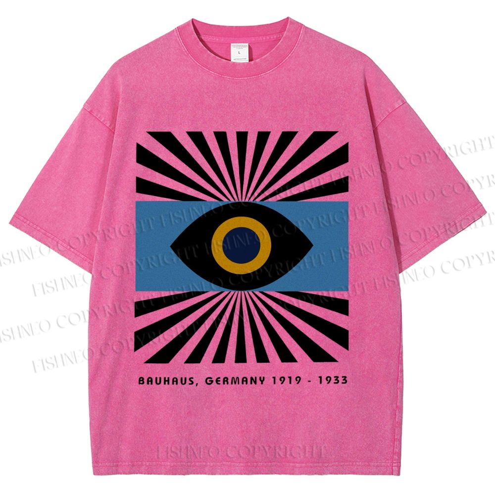 Unisex Bauhaus Geometric Eyes Printed Washed Tee