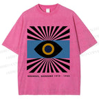 Unisex Bauhaus Geometric Eyes Printed Washed Tee