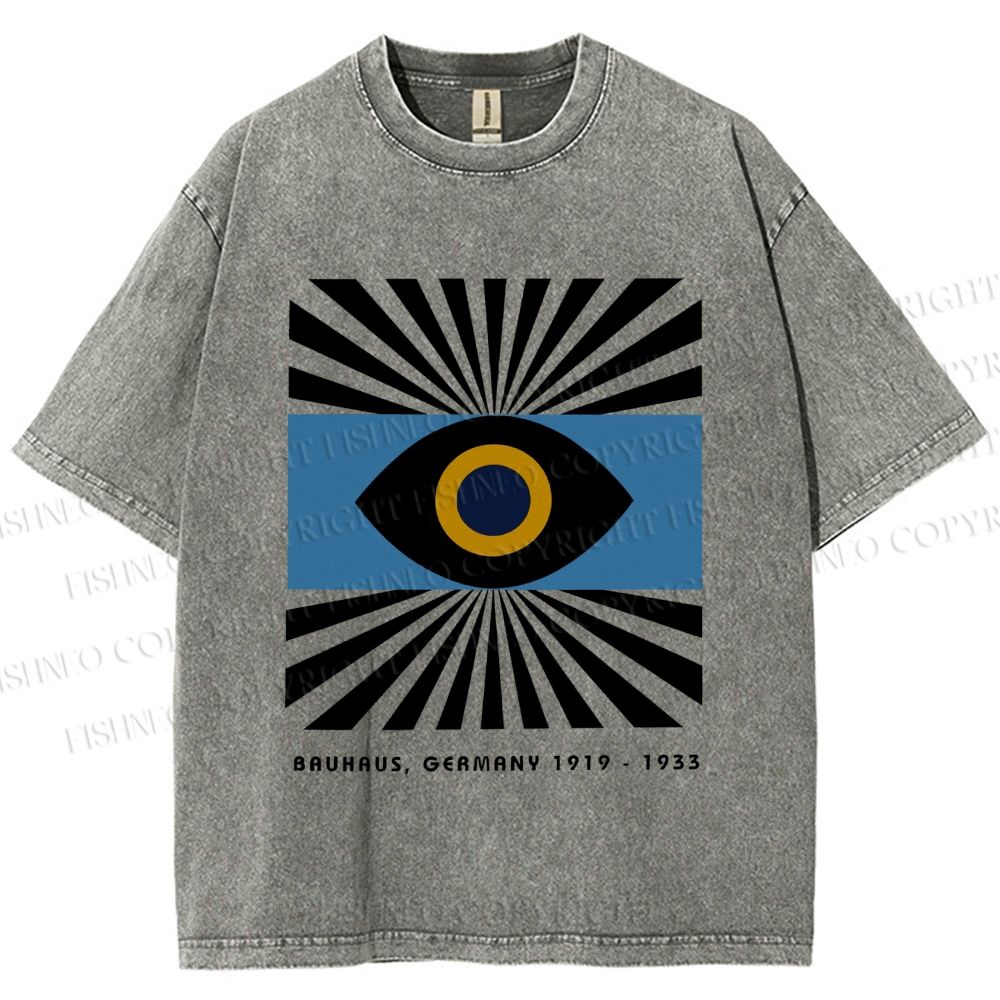 Unisex Bauhaus Geometric Eyes Printed Washed Tee