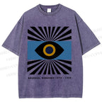Unisex Bauhaus Geometric Eyes Printed Washed Tee