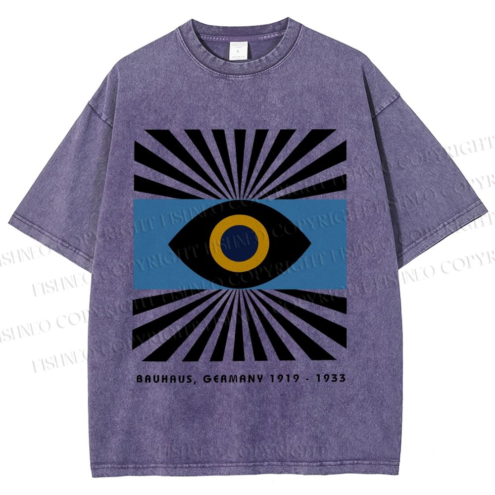 Unisex Bauhaus Geometric Eyes Printed Washed Tee