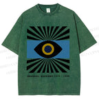 Unisex Bauhaus Geometric Eyes Printed Washed Tee