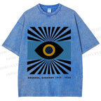 Unisex Bauhaus Geometric Eyes Printed Washed Tee