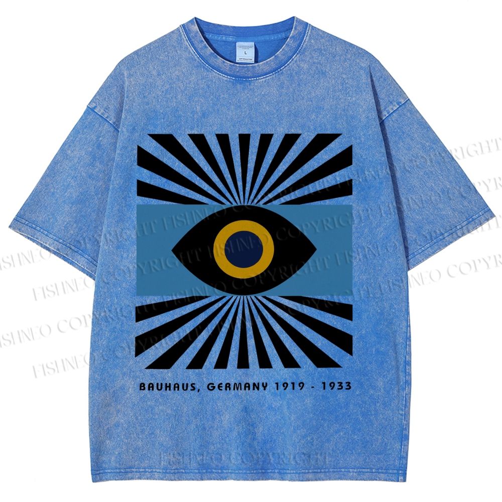 Unisex Bauhaus Geometric Eyes Printed Washed Tee