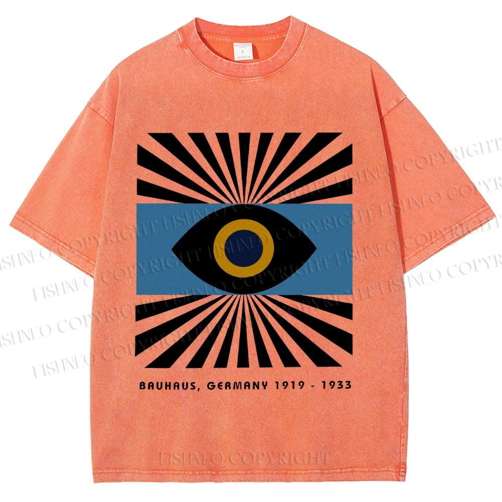 Unisex Bauhaus Geometric Eyes Printed Washed Tee