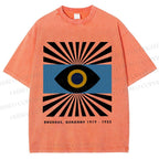 Unisex Bauhaus Geometric Eyes Printed Washed Tee