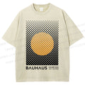 Unisex Bauhaus Geometry Circle Printed Washed Tee