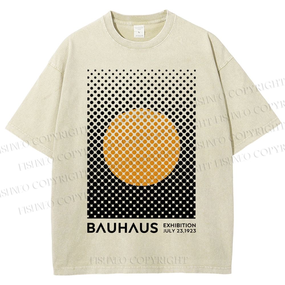 Unisex Bauhaus Geometry Circle Printed Washed Tee