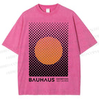 Unisex Bauhaus Geometry Circle Printed Washed Tee
