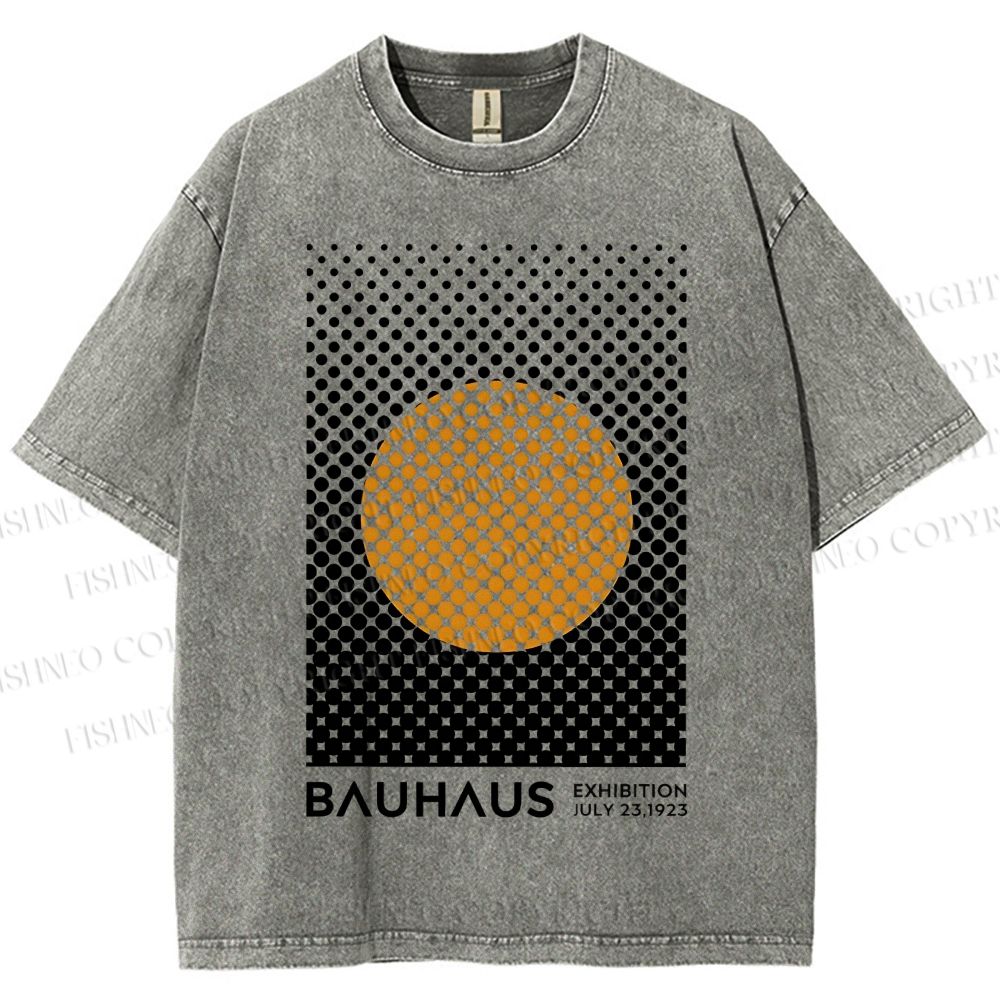 Unisex Bauhaus Geometry Circle Printed Washed Tee