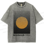 Unisex Bauhaus Geometry Circle Printed Washed Tee