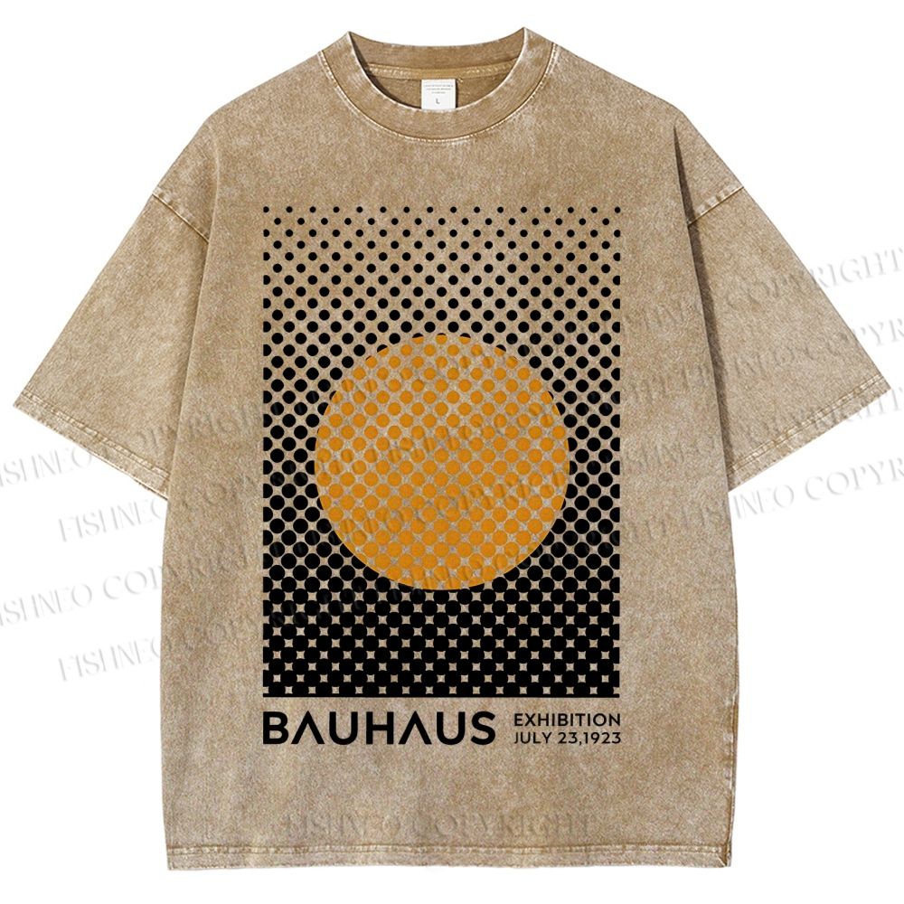 Unisex Bauhaus Geometry Circle Printed Washed Tee