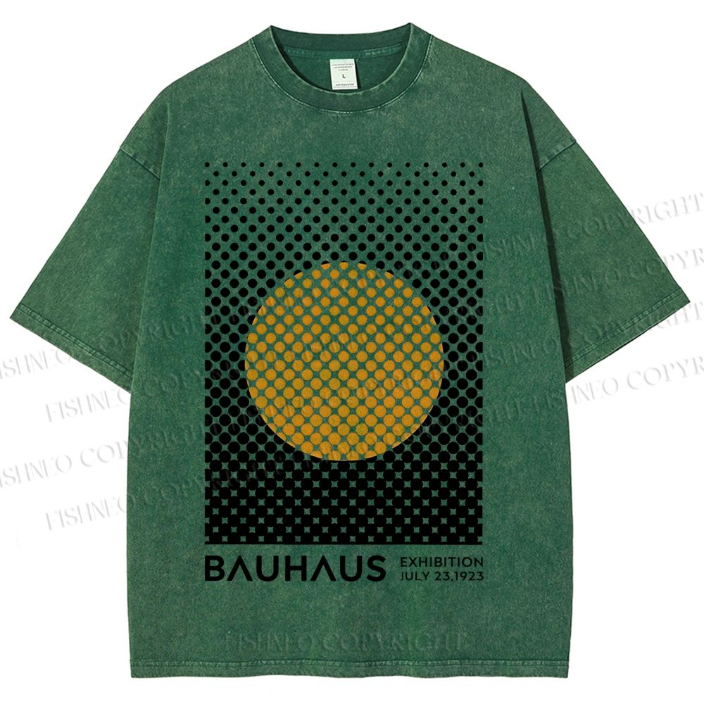 Unisex Bauhaus Geometry Circle Printed Washed Tee