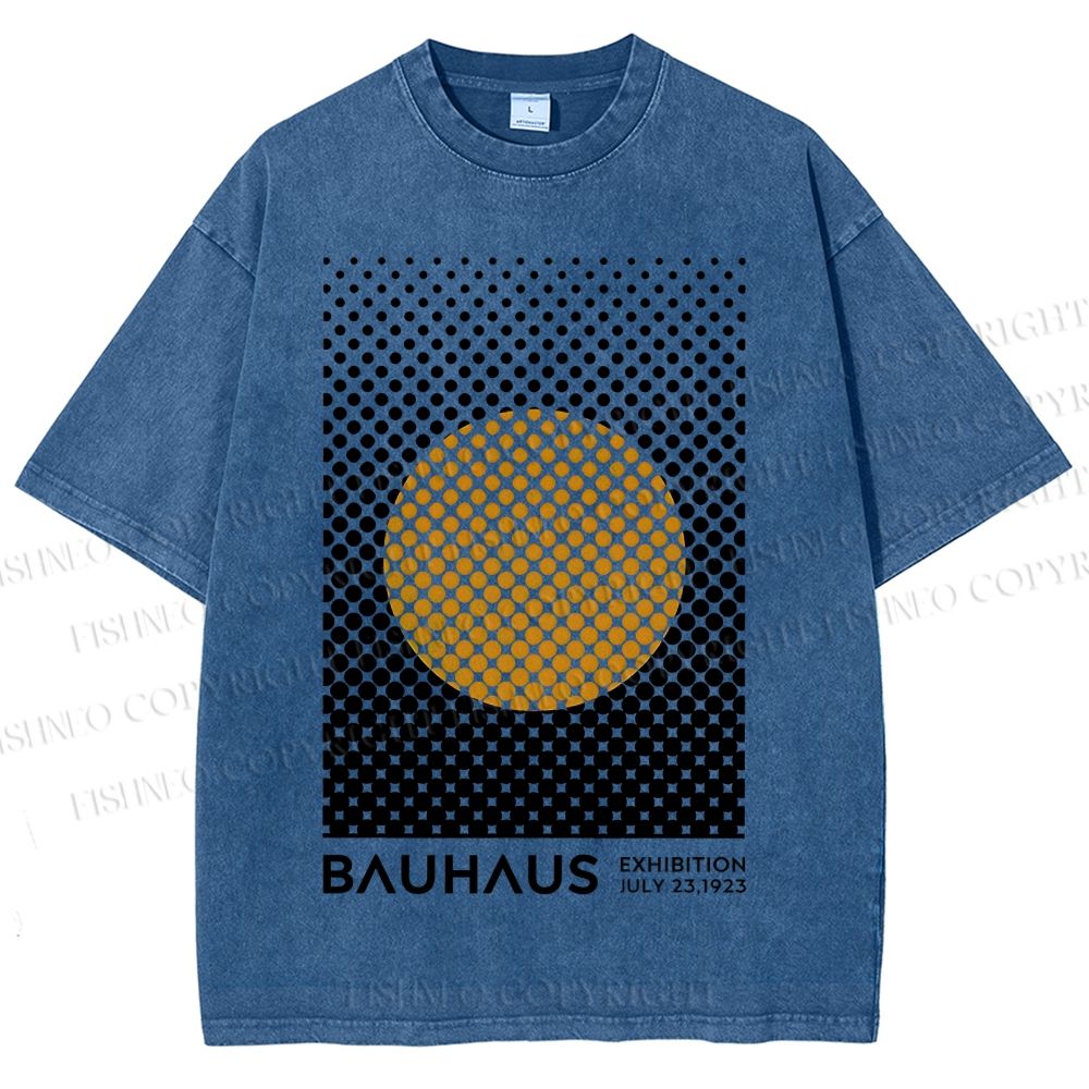 Unisex Bauhaus Geometry Circle Printed Washed Tee