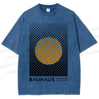 Unisex Bauhaus Geometry Circle Printed Washed Tee