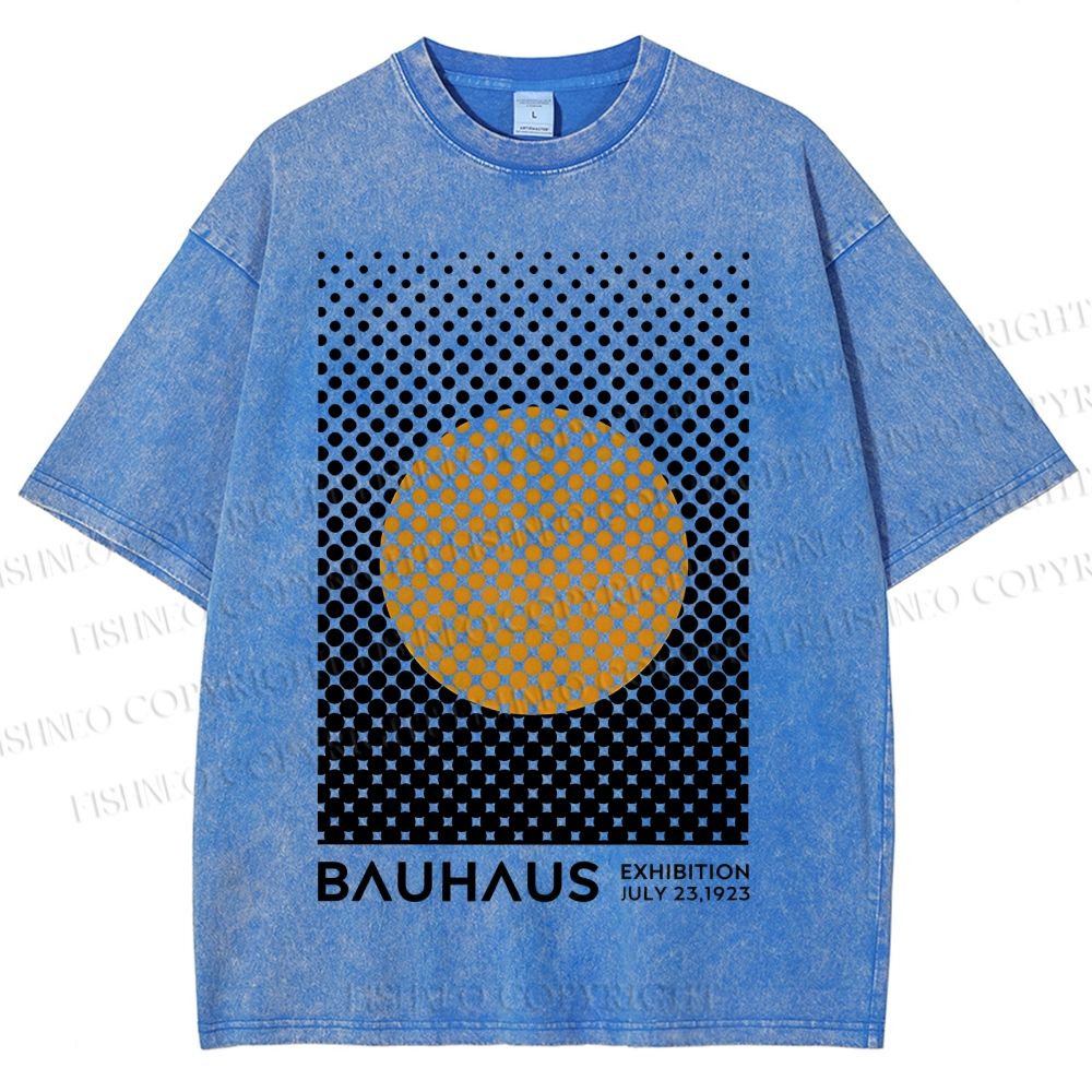 Unisex Bauhaus Geometry Circle Printed Washed Tee