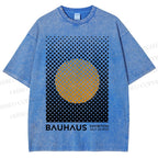 Unisex Bauhaus Geometry Circle Printed Washed Tee