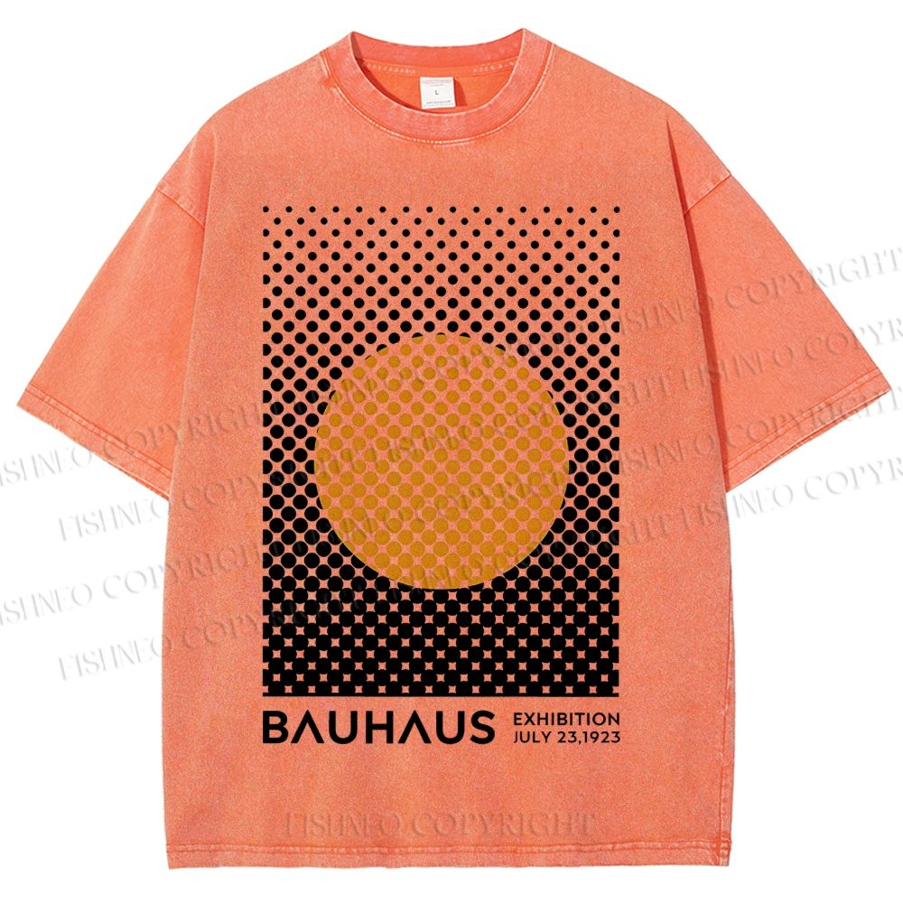 Unisex Bauhaus Geometry Circle Printed Washed Tee