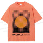 Unisex Bauhaus Geometry Circle Printed Washed Tee