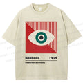 Unisex Bauhaus Geometry Eyes Printed Washed Tee