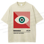 Unisex Bauhaus Geometry Eyes Printed Washed Tee