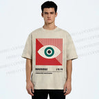 Unisex Bauhaus Geometry Eyes Printed Washed Tee