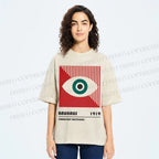 Unisex Bauhaus Geometry Eyes Printed Washed Tee