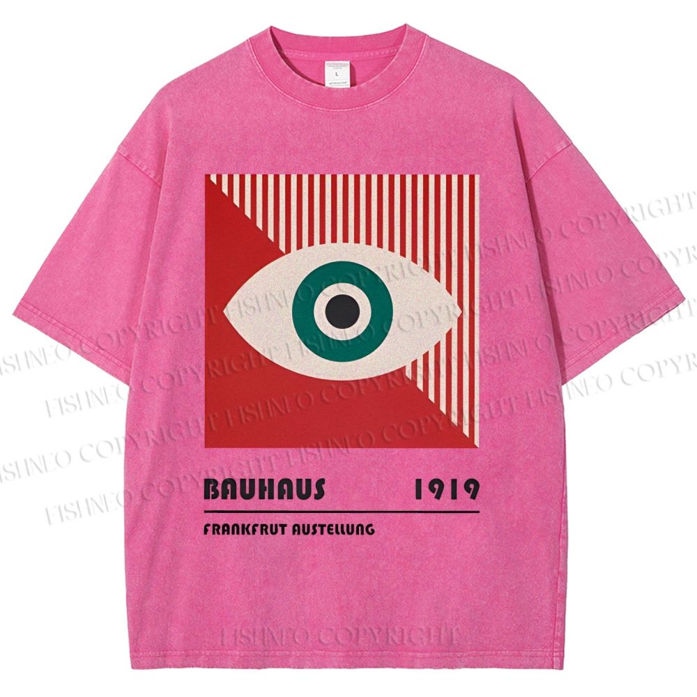 Unisex Bauhaus Geometry Eyes Printed Washed Tee