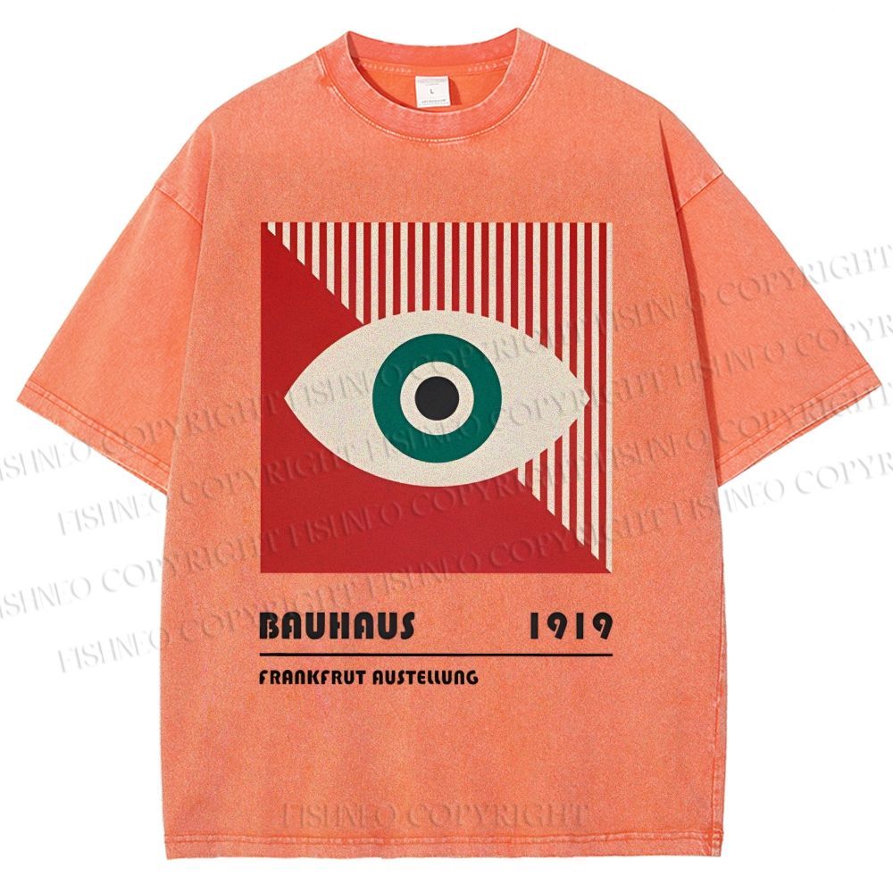 Unisex Bauhaus Geometry Eyes Printed Washed Tee
