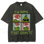 Unisex Grinch Christmas Printed Washed Tee