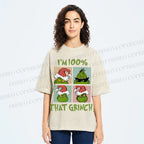 Unisex Grinch Christmas Printed Washed Tee