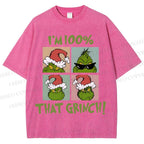 Unisex Grinch Christmas Printed Washed Tee