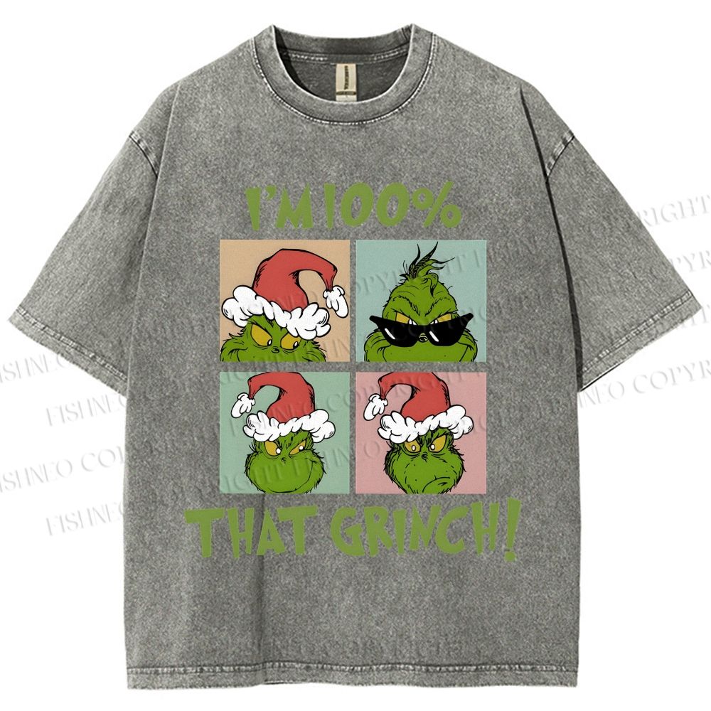 Unisex Grinch Christmas Printed Washed Tee