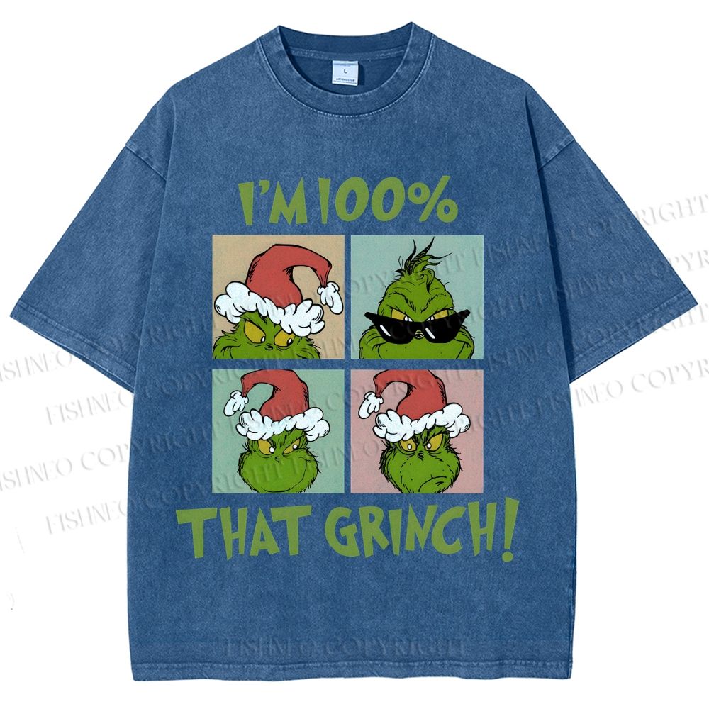 Unisex Grinch Christmas Printed Washed Tee