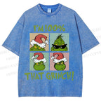 Unisex Grinch Christmas Printed Washed Tee