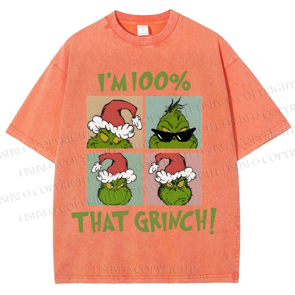 Unisex Grinch Christmas Printed Washed Tee