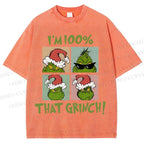 Unisex Grinch Christmas Printed Washed Tee