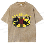 Unisex Black Cats 8 Lives Left Printed Washed Tee