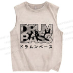 Unisex Drum & Bass Printed Washed Tank Top