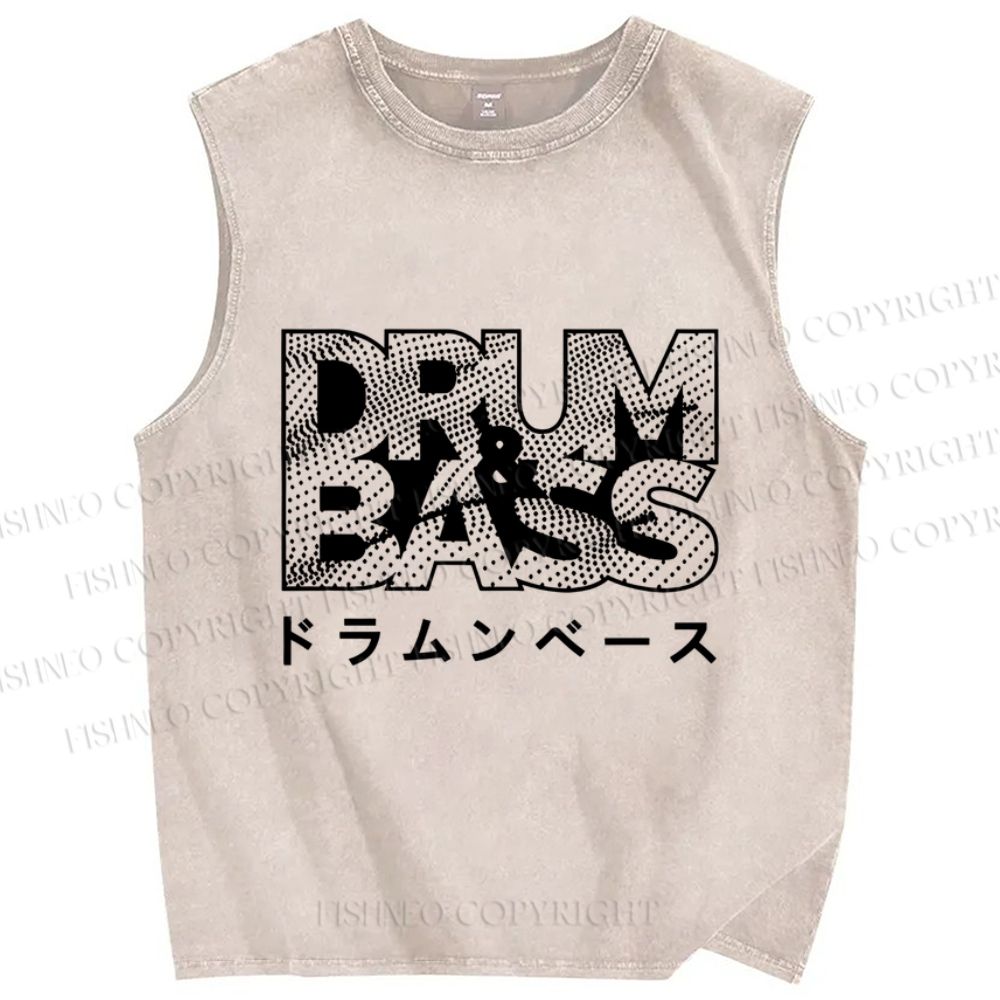 Unisex Drum & Bass Printed Washed Tank Top