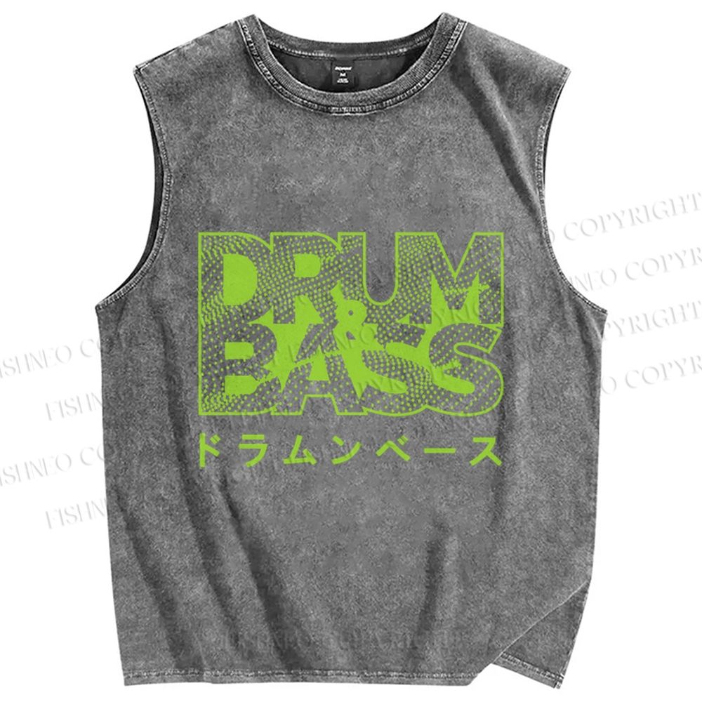Unisex Drum & Bass Printed Washed Tank Top