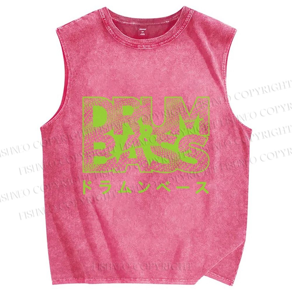 Unisex Drum & Bass Printed Washed Tank Top