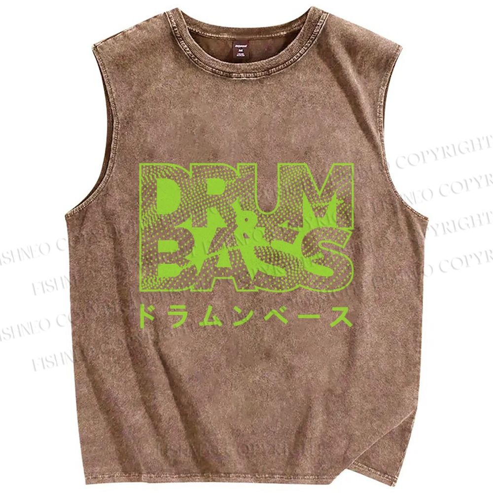 Unisex Drum & Bass Printed Washed Tank Top