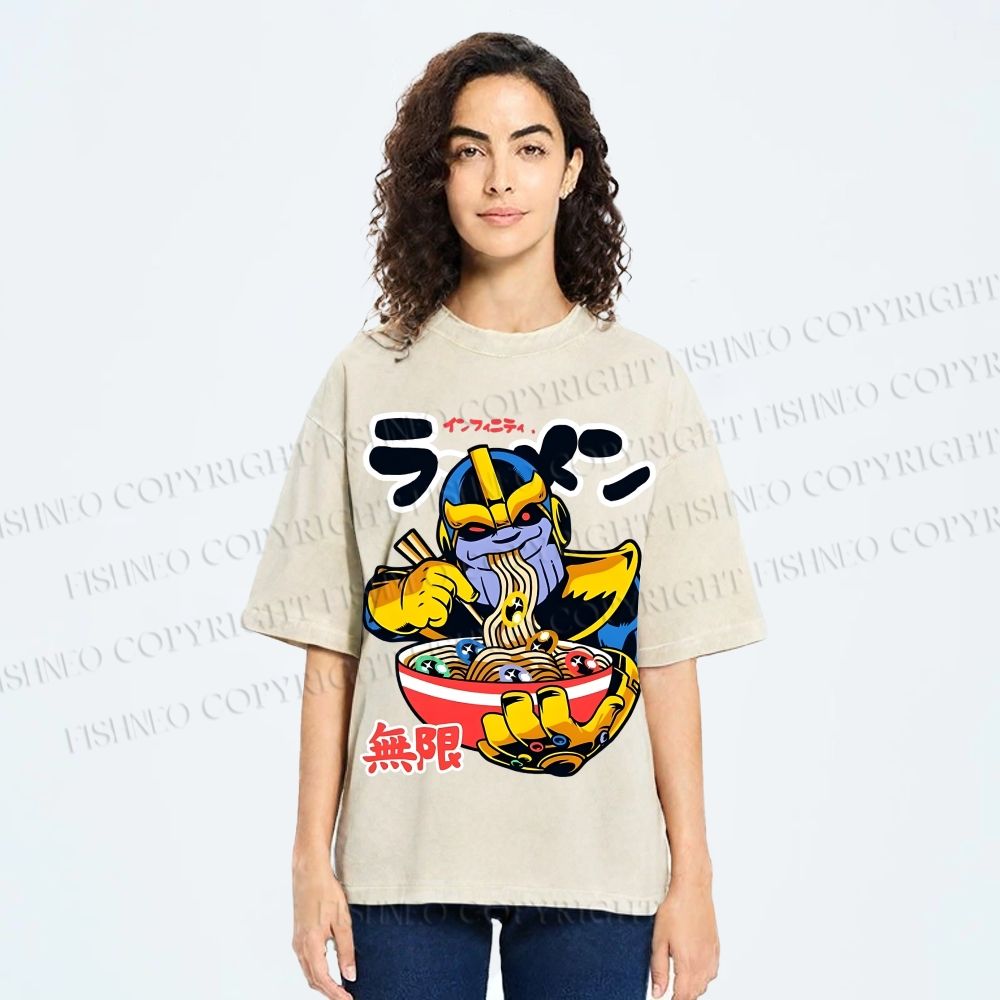 Unisex Infinite Ramen Printed Washed Tee