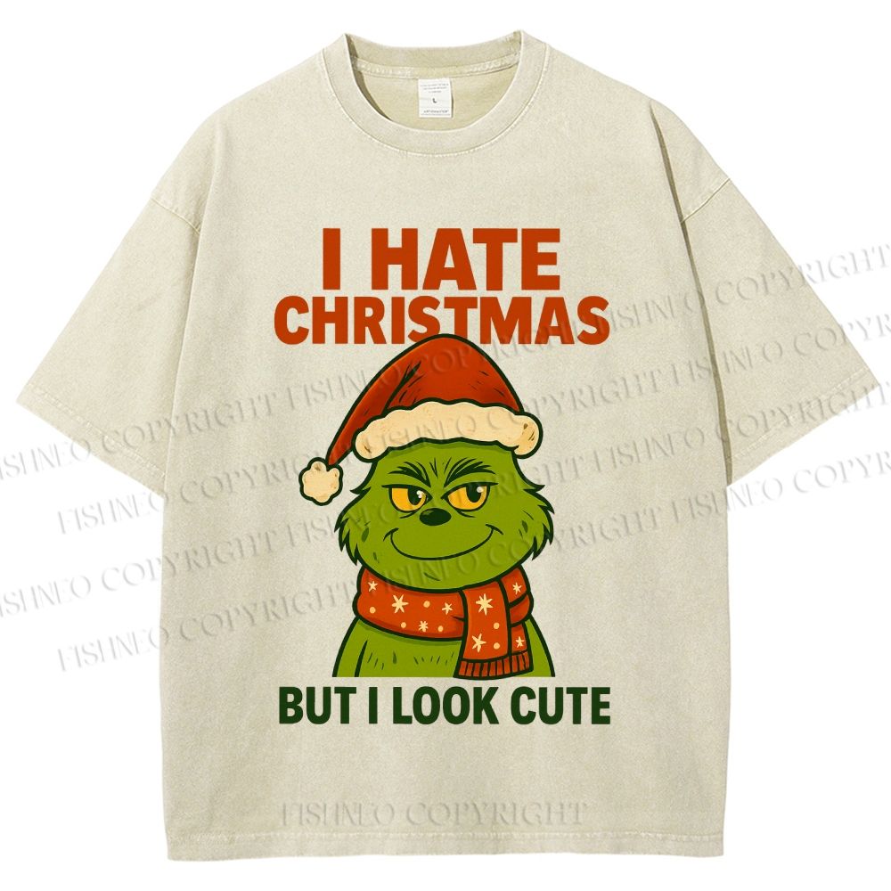 Unisex I Hate Christmas Printed Washed Tee